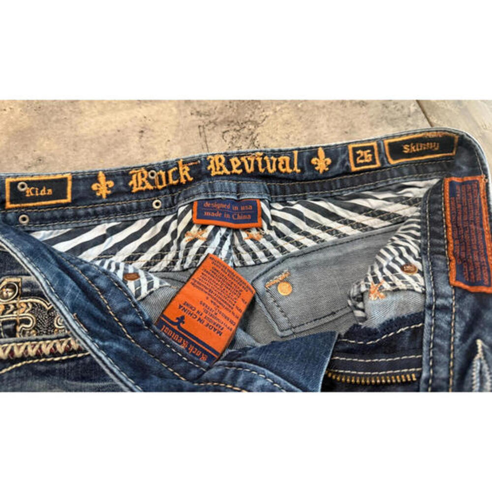 ROCK REVIVAL Womens Kida Ankle Skinny Jeans Tag Size 25 Measured 27X29 #J8568S - Picture 5 of 10